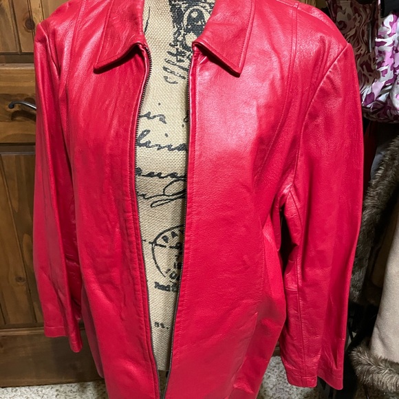 red leather look jacket
